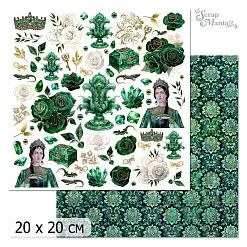20х20 Бумага "Малахитовый цветок. Дизайн 9" (ScrapMania)