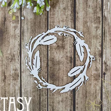 Чипборд "Пасхальная рамка с пёрышками 2407", 7,9х7,8 см (Fantasy)