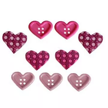 Набор пуговиц "Сердца розовые", с блестками (Dress It Up)