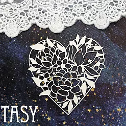 Украшение из чипборда "Букет цветов в сердце 1406" (Fantasy)