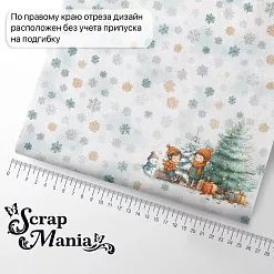 Отрез ткани 25х50 см "Снежинки-мандаринки. Наша елка" (ScrapMania)