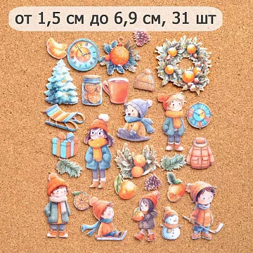 Набор тканевых высечек "Снежинки-мандаринки", 31 шт (ScrapMania) Набор тканевых высечек "Снежинки-мандаринки", 31 шт (ScrapMania)