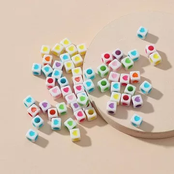 Набор бусин "Сердечки. Квадрат", 6 мм, 10 гр