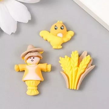 Набор акриловых украшений "Пугало, цыплёнок и пшеница", 3 шт (АртУзор)