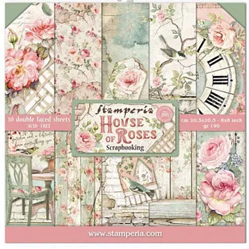 Набор бумаги 20х20 см "House of Roses. Дом роз", 12 листов (Stamperia)