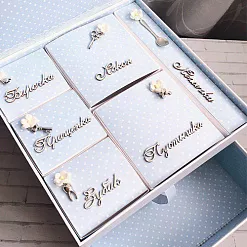 Двухъярусная заготовка для маминых сокровищ с 5 коробочками, цвет голубой