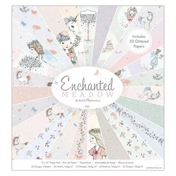 Набор бумаги 30х30 см с глиттером "Enchanted meadow", 50 листов (DoCrafts)