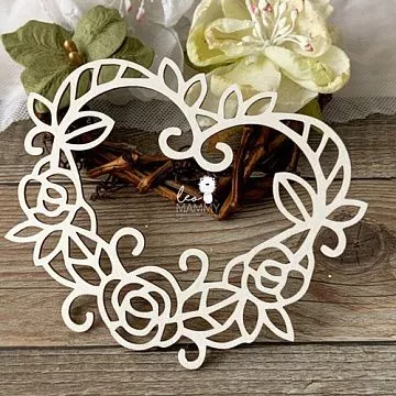 Украшение из чипборда "Рамочка цветочное сердце" (LeoMammy)