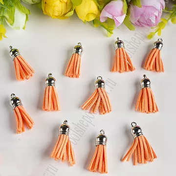 Украшение для обложки "Кисточка персиковая. Серебряный колпачок", 3,8 см, 1 шт