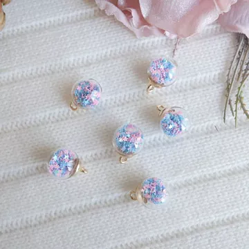 Набор стеклянных подвесок "Шар. Розовые с голубыми звезды", 5 шт" (Pty)