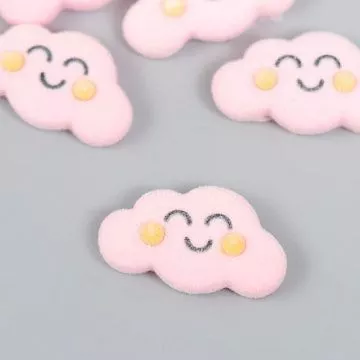 Акриловое украшение с флоком "Облачко-смайл, 1,5х2,7 см, 1 шт (АртУзор)