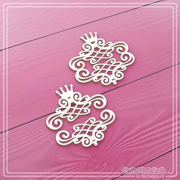 Чипборд "В стране чудес. Вензеля 2", 4х3,7 см (СкрапМагия)
