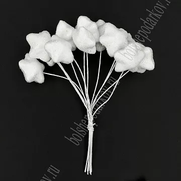 Букет "Звездочки в глиттере. Белый", 2,5 см, 12 шт 