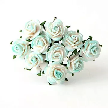 Букет мини розочек "Мятные с белым", 10 шт (Craft)
