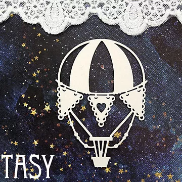 Украшение из чипборда "Воздушный шар с флажками 1419" (Fantasy)