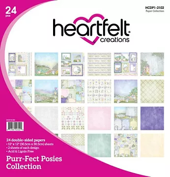 Набор бумаги 30х30 см "Purr-fect posies", 24 листа (Heartfelt Creations)