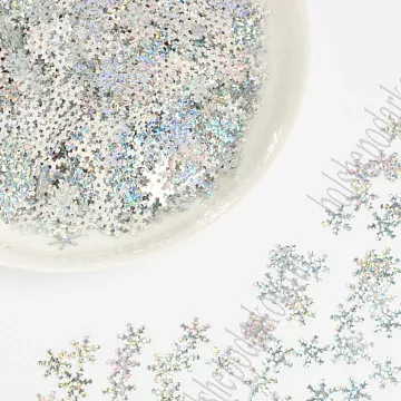 Набор пайеток "Снежинки серебряные", 1,2 см, 50 гр