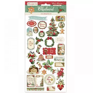 Набор цветного чипборда 15х30 см "Classic Christmas", на клеевой основе (Stamperia)