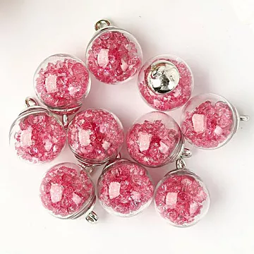 Набор стеклянных подвесок "Шар. Камушки ярко-розовые" (АртУзор)