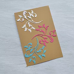 Набор вырубок "Завитки хохлома", цвет голубой, розовый, белый