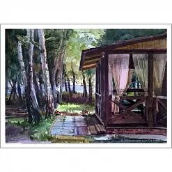 Тканевая карточка "Пейзаж. Беседка" (Scrapmania)