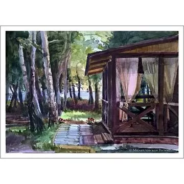 Тканевая карточка "Пейзаж. Беседка" (Scrapmania)