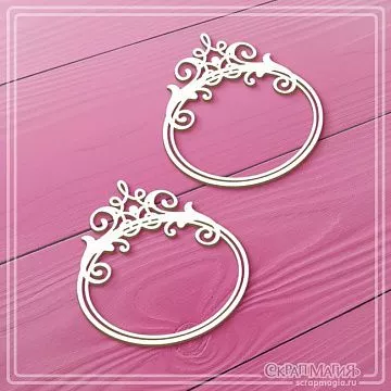 Чипборд "Овальные рамки с завитками 1", 5х5,2 см (СкрапМагия)