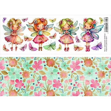 Лист с картинками 10х30 см "Карточки. Девочки-феи" (ScrapMania)