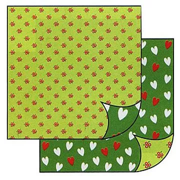 УЦЕНКА Бумага "Цветочки и сердечки на зеленом" (Stamperia)