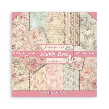 Набор бумаги 20х20 см "Shabby Rose", 10 листов (Stamperia)