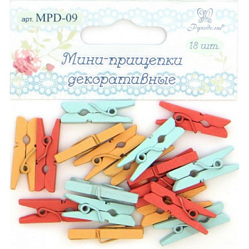 Набор деревянных прищепок "Персиковый, мятный, оранжевый" (Рукоделие)