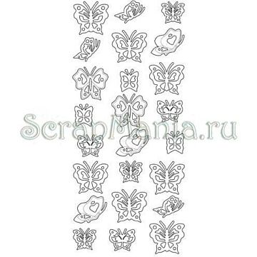 Контурные наклейки "Разные маленькие бабочки", лист 10x24,5 см, цвет золото (JEJE)
