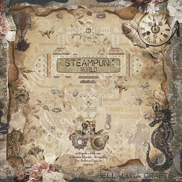 Набор бумаги 20х20 см "Steampunk world", 24 листа (BellaLuna)