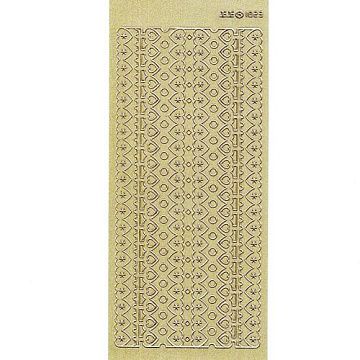 Контурные наклейки "Бордюры с кружевными сердцами", лист 10x24,5 см, цвет перламутровое золото (JEJE)